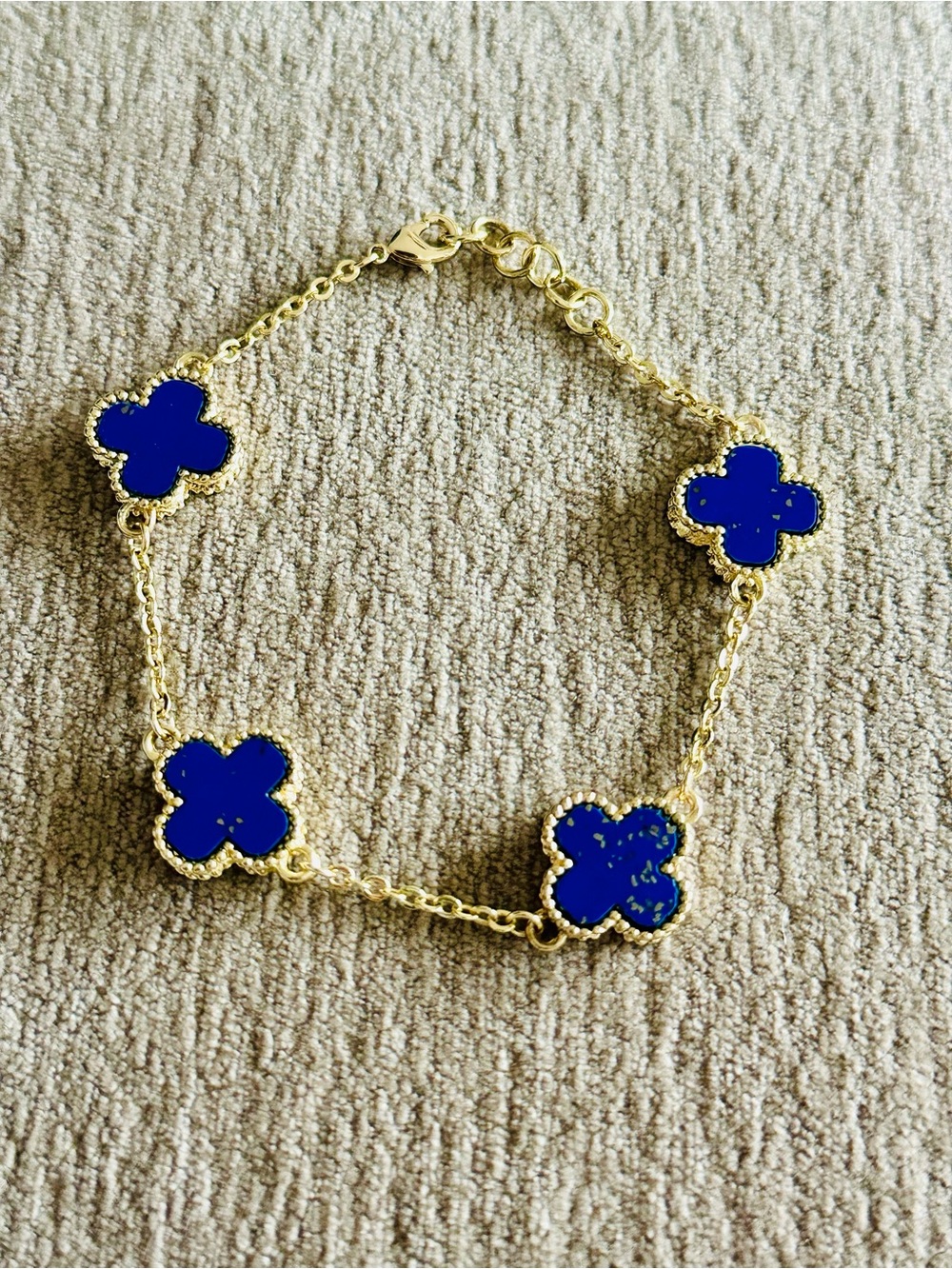 Lapis Lazuli Blue Clover Bracelet